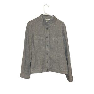 Christopher and Banks jacket button up linen gray size XL